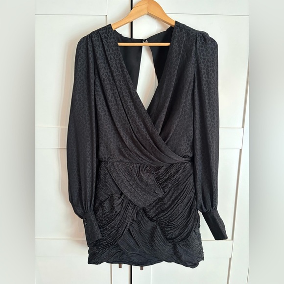 Free People x Revolve Let's Dance Mini Dress Black Leopard Print Long Sleeve 4 - Picture 3 of 7